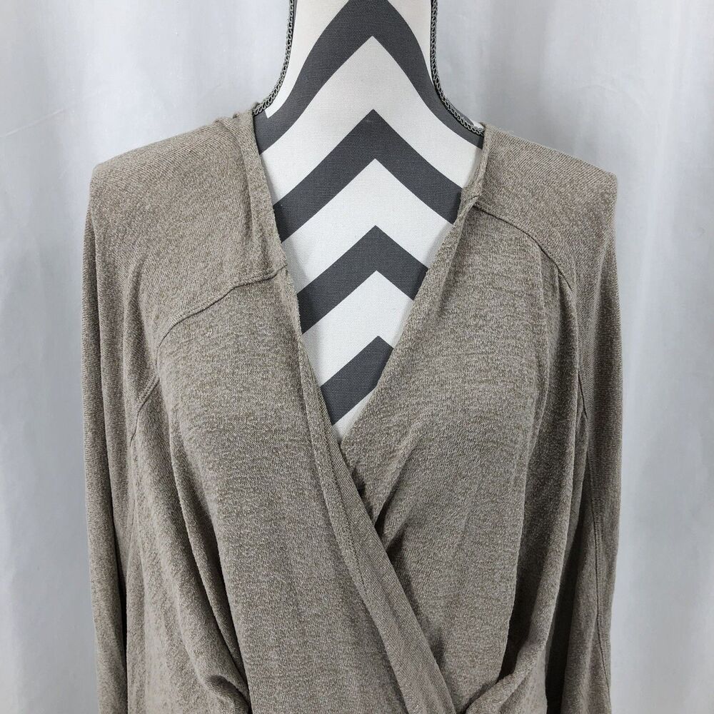 Lane Bryant Open Belted Tie Front Cardigan Short Sleeve Beige Sweater 18/20